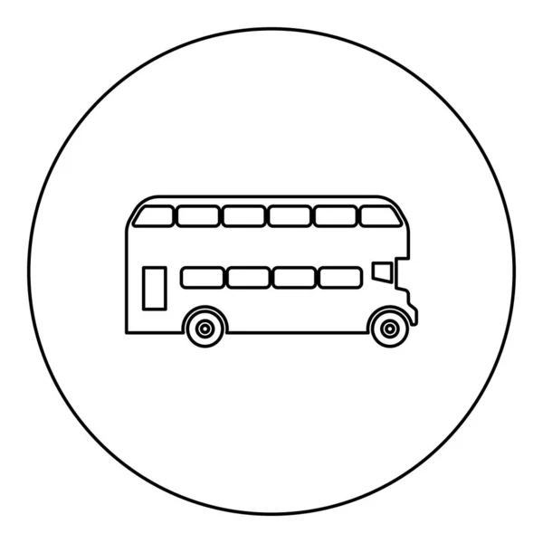 Двоповерховий Лондонський Автобус Транспортний Двоповерховий Зображення Ікони Круглих Чорних Кольорів — стоковий вектор