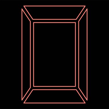 Neon şablonu resim dikdörtgen kırmızı renk vektör illüstrasyon resmi düz stil ışık