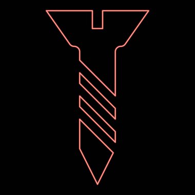 Neon vida metal ahşap kırmızı renk vektör resimleme düz stil ışık