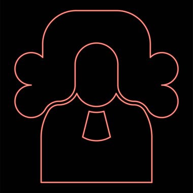 Neon yargıç avukat jüri avatar kırmızı renk vektör illüstrasyon resim düz stil ışık