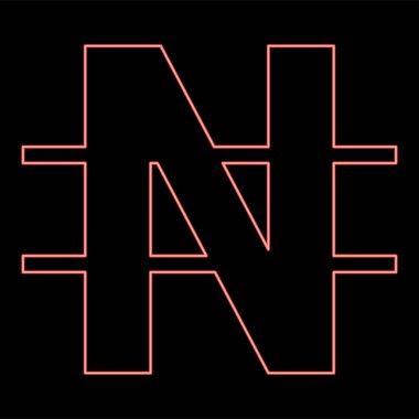 Neon sembolü nayra kırmızı renk vektör resimleme düz biçim ışığı