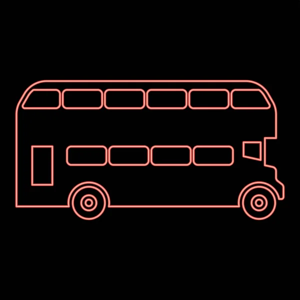 Neon Due Piani Londra Autobus Trasporto Urbano Due Piani Visite — Vettoriale Stock