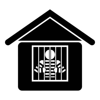Hapishane binasındaki tutuklu simge siyah renk vektör illüstrasyon resmi düz biçimli
