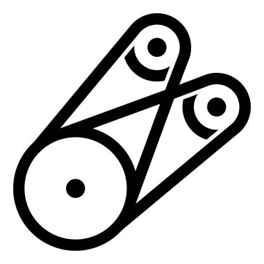 Üç makaralı kemer iletim mekanizması parçalı otomobil gerilimli silindirler yedek lastik bant V-kayışlı otomotiv konsepti simgesi siyah renk resimli düz resim çizimi basit