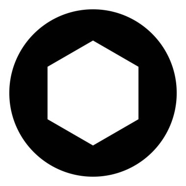 Plastik conta diski altıgen altında daire simgesinde siyah renk vektör illüstrasyon görüntüsü düz