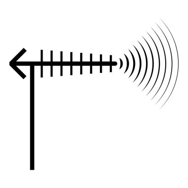 TV antenleri ve dalga simgesi siyah renk illüstrasyon resmi düz biçimi