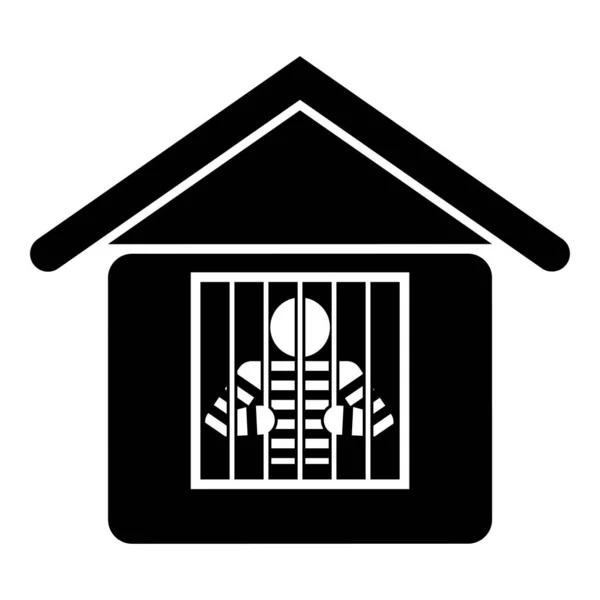 Prigioniero Prigione Edificio Icona Colore Nero Vettore Illustrazione Immagine Piatto — Vettoriale Stock