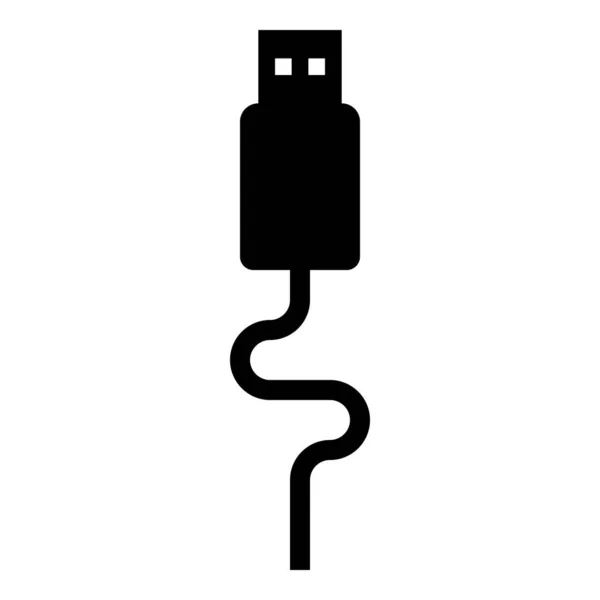 Type Connecteur Câble Usb Une Icône Données Couleur Noire Vecteur — Image vectorielle