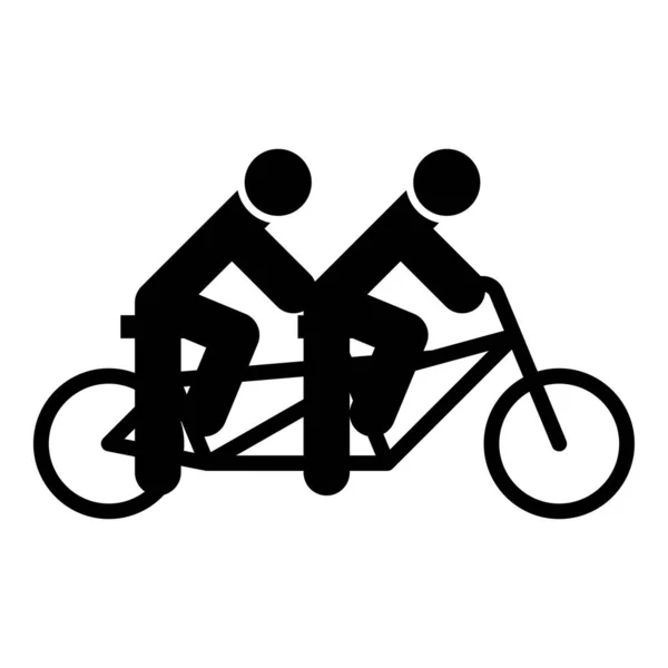 Duas Pessoas Passeio Bicicleta Tandem Juntos Conceito Equipe Bicicleta Equitação — Vetor de Stock