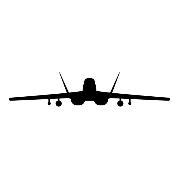 Jet Fighter Fight Airplane Modern Combat Aviation Warplane Icon Black — Stock Vector