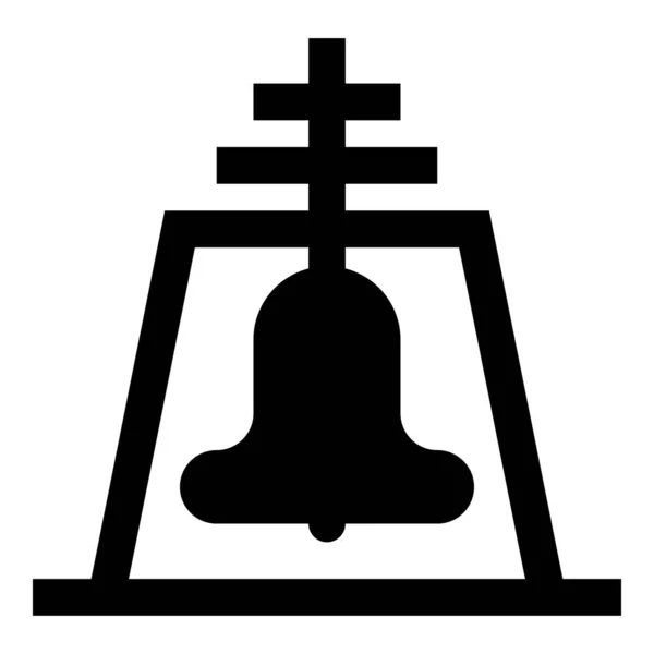 教堂钟楼概念钟楼图标黑色彩色矢量图片说明平面风格简单 — 图库矢量图片