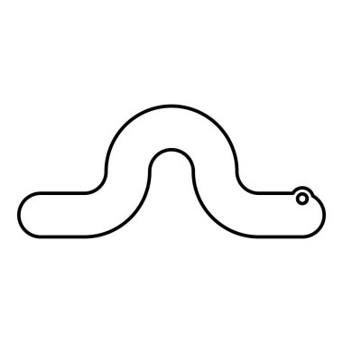 Sürünen solucan yer solucanı sürünen omurgasız sürüngen yaratık dış hatları simge siyah renk illüstrasyon görüntüsü ince düz stil