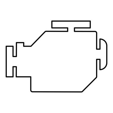 Sembol motorlu otomobil dış hat çizgisi simgesi siyah renk vektör illüstrasyon ince düz biçim