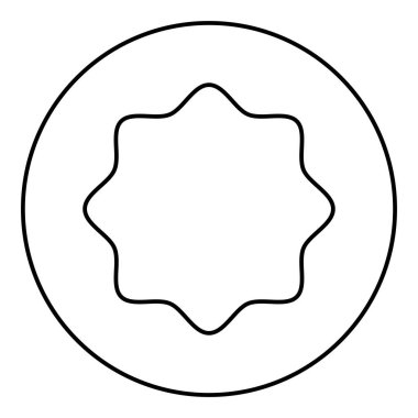 Lastik conta diski yuvarlak sekizgen altında yuvarlak hatlı dış hat simgesi siyah renk illüstrasyon görüntüsü ince düz düz stil