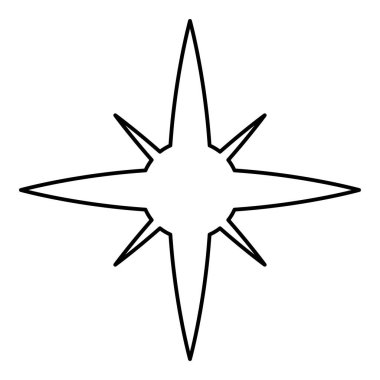 Yıldız kıvılcımı dış hat çizgisi simgesi siyah renk illüstrasyon resmi ince düz düz biçim