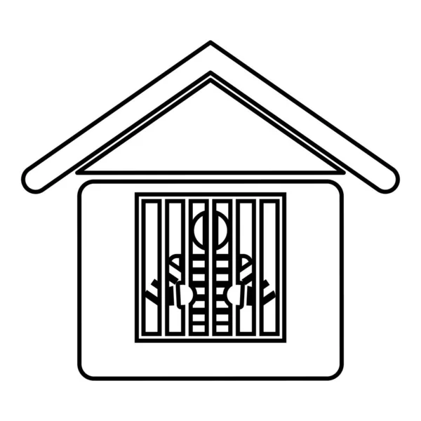 Prisionero Prisión Contorno Contorno Línea Icono Color Negro Vector Ilustración — Vector de stock