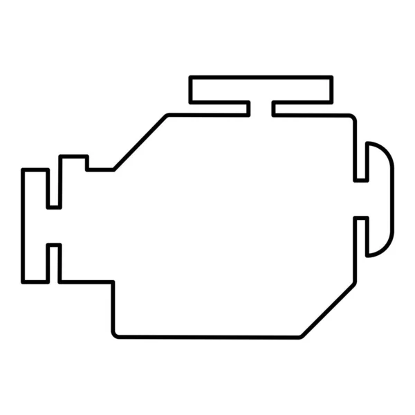 Symbole Moteur Voiture Contour Contour Ligne Icône Noir Couleur Vecteur — Image vectorielle
