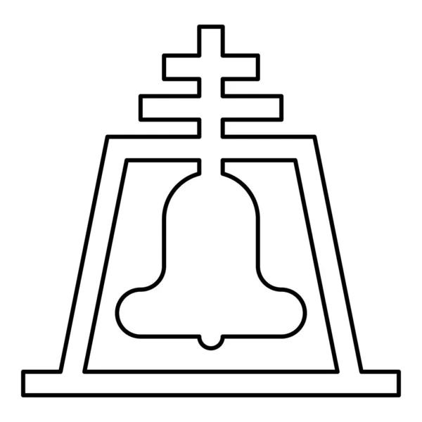 Kostel Zvonek Paprsek Koncept Campanile Zvonice Obrys Obrys Ikona Černá — Stockový vektor