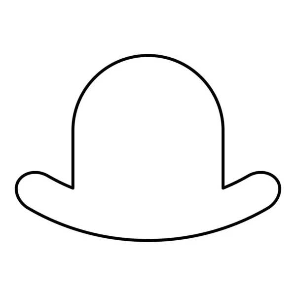古い帽子ヴィンテージボウラー紳士ヘッドウェア男性エレガントなフェドーラホームバーグ 帽子ケチつばトップ帽子輪郭線アイコン黒カラーベクトルイラストイメージ薄いフラットスタイルシンプルな — ストックベクタ