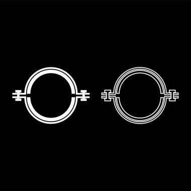 Kauçuk hortumlu metal kelepçe simge beyaz renk vektör illüstrasyon görüntüsü basit düz çizgi dış hatları ince düz