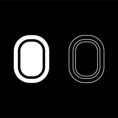 Uçak uçağı pencere uçağının aydınlatıcısı lomboz düzlem iç mekan simge beyaz renk çizim resmi düz çizgi dış hatları ince düz