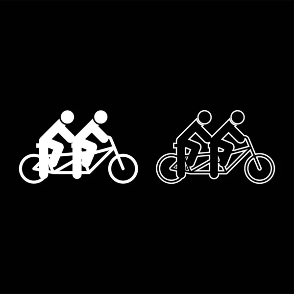 Dva Lidé Tandemu Jízda Kole Spolu Bike Team Koncept Jízda — Stockový vektor