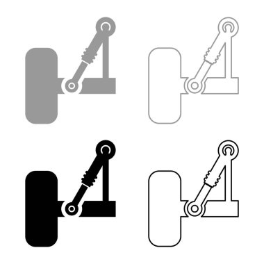 Araç setindeki süspansiyon simgesi gri siyah renk vektör illüstrasyon resmi basit düz çizgi dış hatları ince düz
