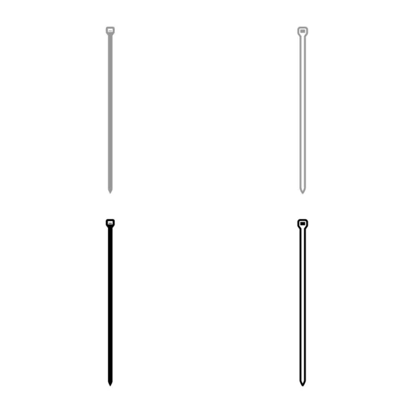 Kabelbinder Reißverschluss Baumaterial Set Symbol Grau Schwarz Farbe Vektor Illustration — Stockvektor