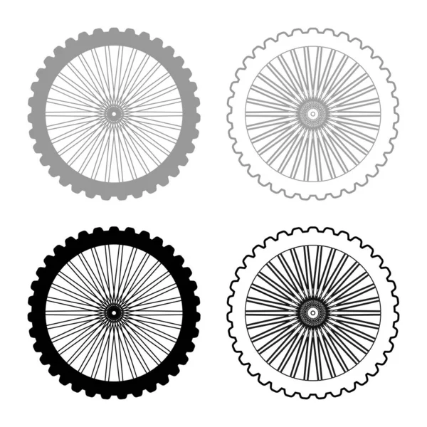 바이크 자전거 모터사이클 아이콘 회색검은 일러스트 이미지를 고체채우기 선얇은 스타일 — 스톡 벡터