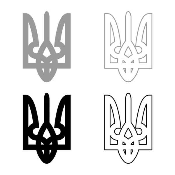 Emblema Ucrania Conjunto Icono Gris Negro Vector Ilustración Imagen Simple — Archivo Imágenes Vectoriales