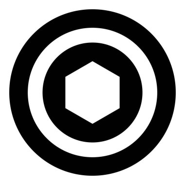 Plastik conta diski altıgen altında daire simgesinde dairesel siyah renk vektör illüstrasyon resmi basit taslak biçimi