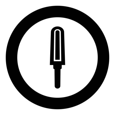 El metali dedektörü kişisel havaalanı konsept tarayıcı simgesini yuvarlak siyah renk vektör illüstrasyon görüntüsü basit taslak biçimi şeklinde tutuyordu