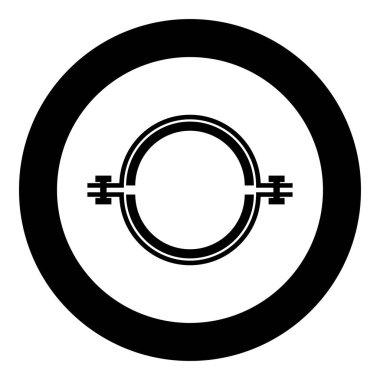 Lastik bant hortum simgesi ile metal klemp yuvarlak siyah renk vektör illüstrasyon resmi katı ana hat biçimi basit