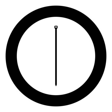 Kablo bağı zip inşa malzemesi simgesi yuvarlak siyah renk vektör illüstrasyon düz dış hat biçimi basit