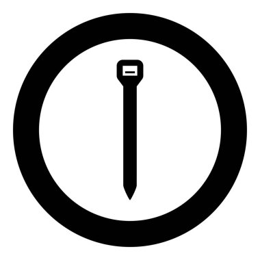 Kablo bağı zip inşa malzemesi simgesi yuvarlak siyah renk vektör illüstrasyon düz dış hat biçimi basit