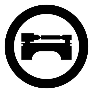 Torna makinesi endüstriyel mekanizma aygıtı profesyonel metal işleme konsepti simgesi üreten dairesel siyah renk vektör illüstrasyon görüntüsü basit taslak biçimi