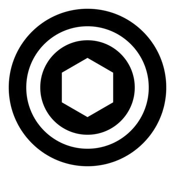 円の中の円のアイコンで六角形の下にパックラバーガスケット黒ベクトルイラストイメージソリッドアウトラインスタイルシンプルな — ストックベクタ