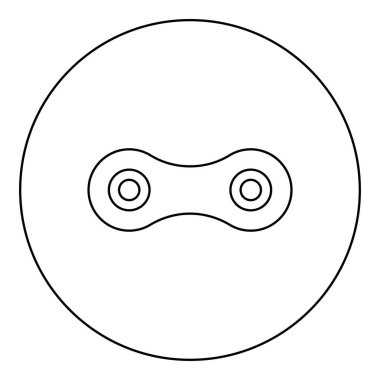 Bisiklet zinciri paten kayışı bisiklet tamir yedek parça motosiklet simgesi dairesel yuvarlak siyah renk vektör illüstrasyon resim dış hatları ince biçimli basit