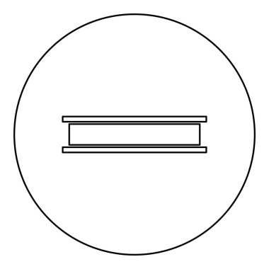 Yapı metal endüstrisi konsepti için kiriş kiriş I-ışını çelik demiryolu parçası yuvarlak siyah renk çizim çizimi çizim çizgisi ince biçimli malzeme ikonu oluşturma