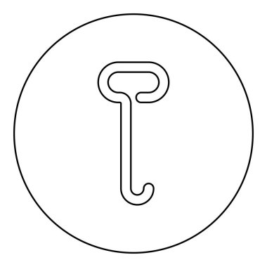 Kömür için metal şömine demiri kargo kapakları için kanca el nakliye kutusunu çek ahşap konsept ayak takımı ikonu dairesel siyah renk vektör çizim çizim çizgisi ince çizgi çizim biçimi