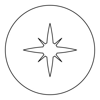 Dairesel siyah renk çizim çizelgesinde yıldız kıvılcımı simgesi ince çizgi biçimi basit