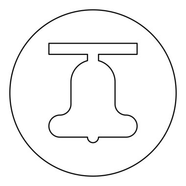 Kilise çanı konsepti campanile çan kulesi simgesi yuvarlak siyah renk vektör illüstrasyon çizim çizgisi ince çizgi biçimi