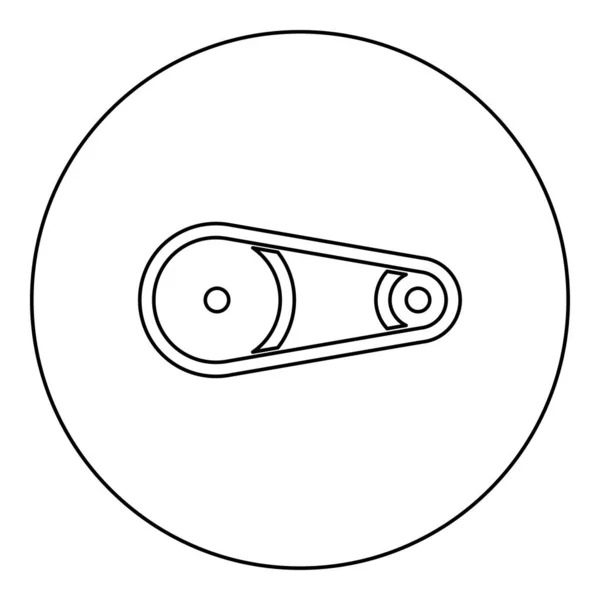 双滑轮驱动部分汽车张力滚轮发动机备用轮胎带V带汽车概念图标圆形圆形黑色矢量图像轮廓线细型汽车轮毂传动机构 — 图库矢量图片