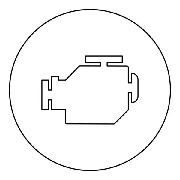 圆形圆形黑色矢量图标中的符号引擎车图标图形轮廓线条细线样式简单 — 图库矢量图片