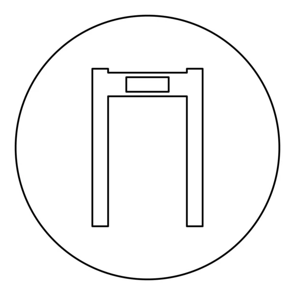 Metalldetektor Bogen Flughafen Frame Control Konzept Symbol Kreis Rund Schwarz — Stockvektor