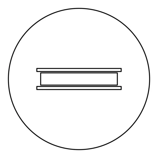 金属業界の概念構築のためのビームガーダーI線鋼棒レールピース円の中に材料のアイコン丸みを帯びた黒のカラーベクトル図の輪郭線シンプルなスタイル — ストックベクタ