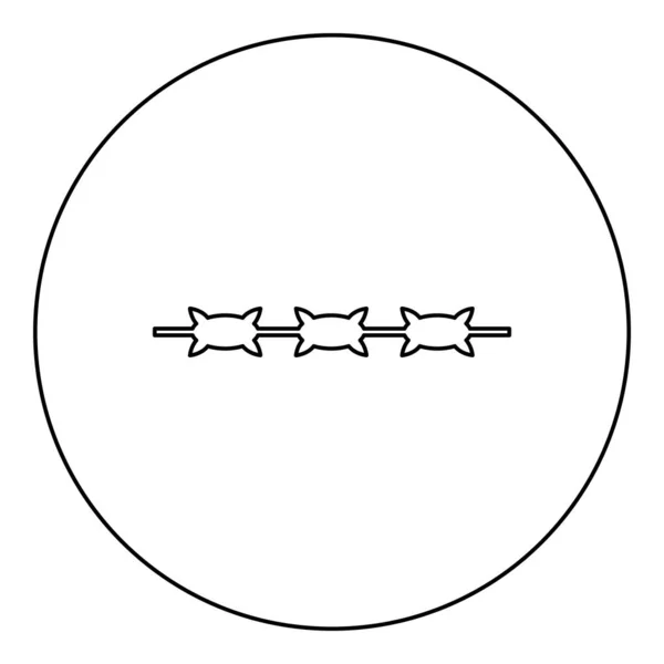 Ostnatý Drát Vězení Koncept Ikona Kruhu Kruhové Černé Barvy Vektor — Stockový vektor