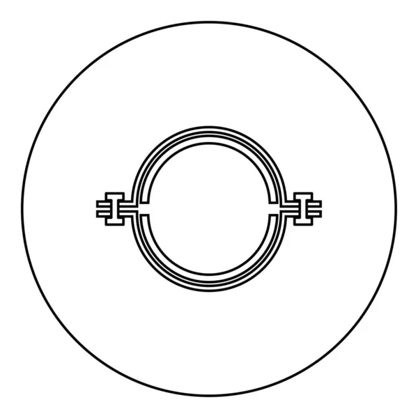 Μεταλλικός Σφιγκτήρας Λάστιχο Σωλήνα Εικονίδιο Κύκλο Γύρο Μαύρο Χρώμα Διάνυσμα — Διανυσματικό Αρχείο