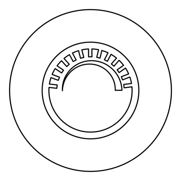 圆圆的圆形黑色矢量图解图像轮廓线条细线样式简洁中的圆锥调整处理变差值调节符号调平概念调优按钮图标 — 图库矢量图片