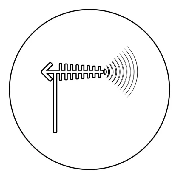 Antenna Wave Icon Circle Black Color Vector Illustration Image Outline — Stock Vector